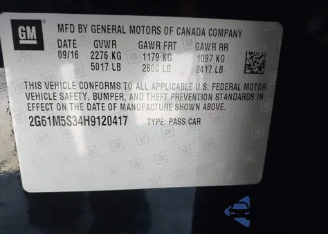 2017 Cadillac Xts Luxury из США, поврежденный, VIN 2G61M5S34H9120417